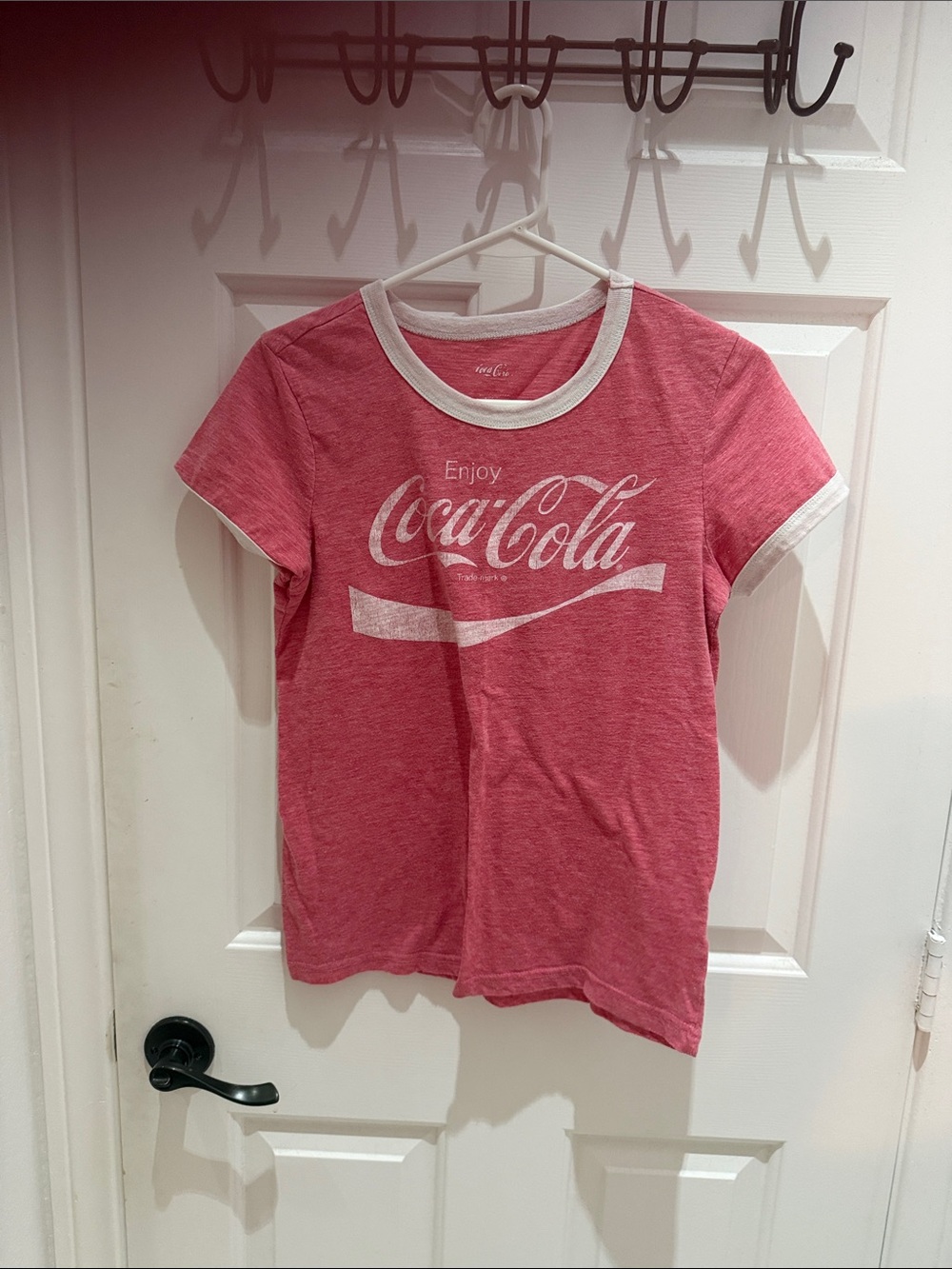 Coca Cola Pink Short Sleeve Logo Ringer Tee